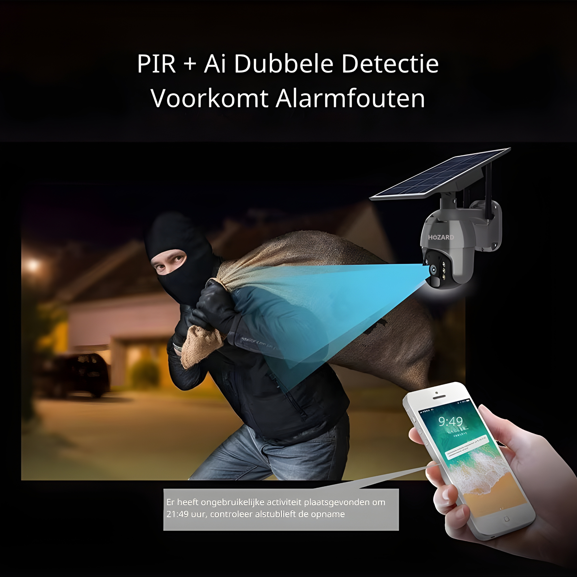 4G Beveiligingscamera - 2K Buiten Camera op Zonnepanelen - Slimme AI Detectie - Wit