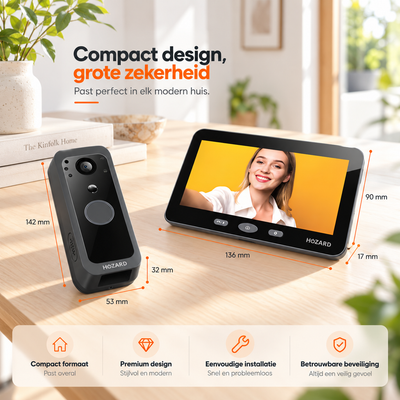 Deurbel met camera + Monitor 32GB  – WiFi - 5 inch Scherm