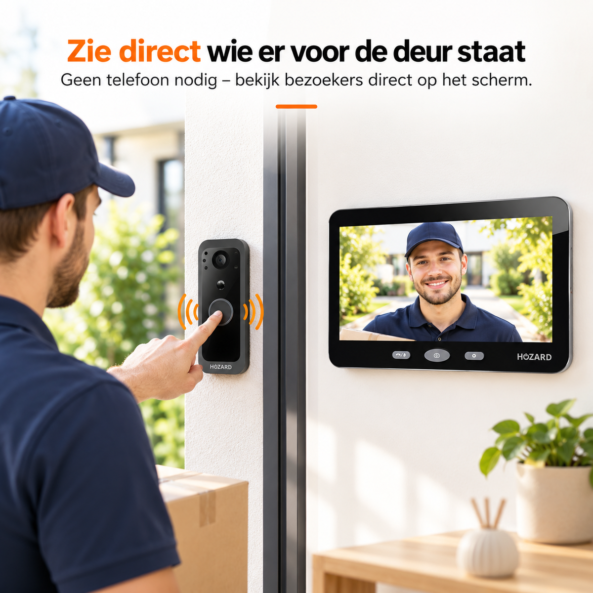 Deurbel met camera + Monitor 32GB  – WiFi - 5 inch Scherm