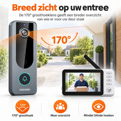 Deurbel met Camera + Monitor - PIR Bewegingsmelder – 4,5 inch Scherm