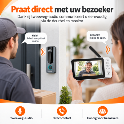 Deurbel met Camera + Monitor - PIR Bewegingsmelder – 4,5 inch Scherm