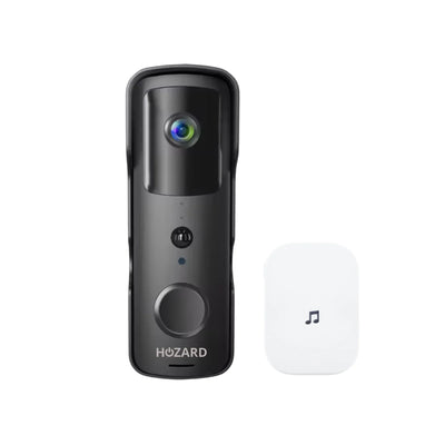 Draadloze video deurbel met camera en ontvanger, zwart design, beveiliging huis
