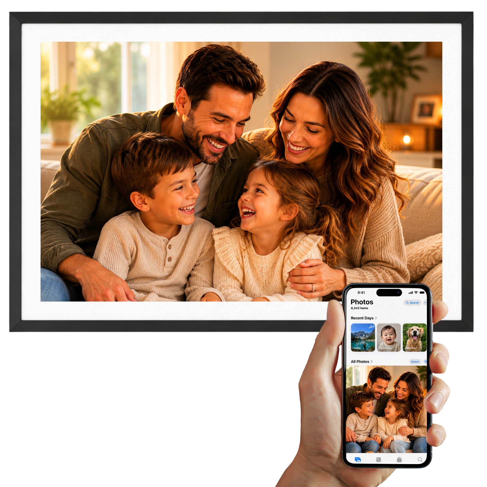 Digitale Fotolijst 32GB - WiFi + Frameo App - Fotokader - 15.6 inch - IPS Touchscreen
