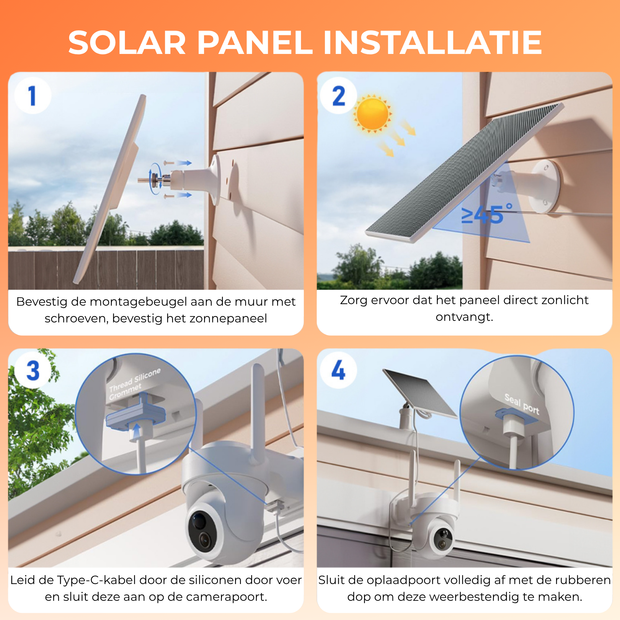 4K UHD 4x Beveiligingscamera buiten - Solar & IP66 + HomeBase 64GB