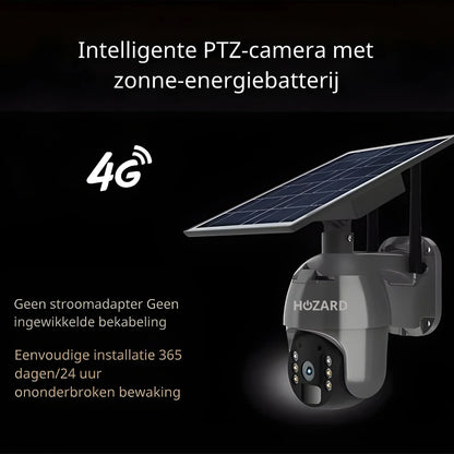 4G PTZ beveiligingscamera met zonnepaneel en nachtzicht, geschikt voor draadloze installatie