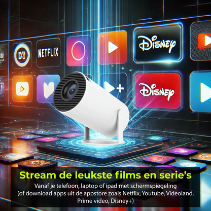 Mini Pro Beamer - 4K Projector -  Android 11.0 & WiFi 6 - Media Streamer