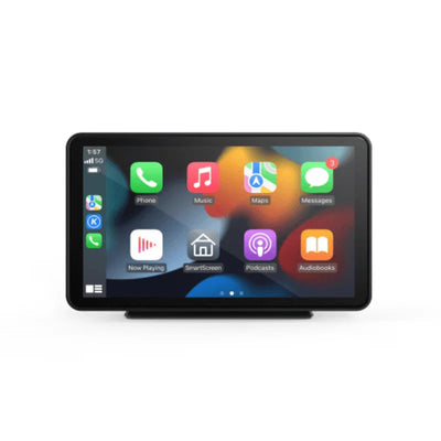 Moderne touchscreen mediaspeler voor auto met apps zoals telefoon, muziek en navigatie