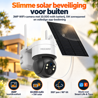2K Beveiligingscamera - WiFi PTZ - IP65 Solar - 10.000 mAh