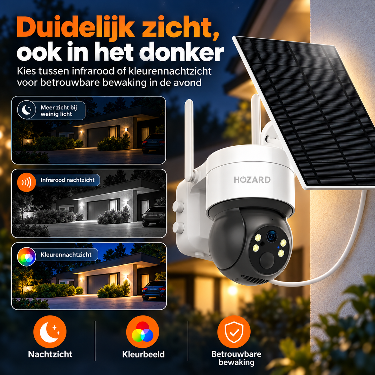 2K Beveiligingscamera - WiFi PTZ - IP65 Solar - 10.000 mAh