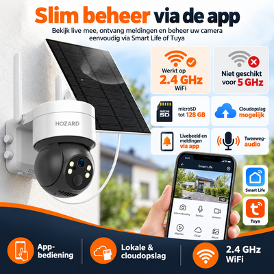 2K Beveiligingscamera - WiFi PTZ - IP65 Solar - 10.000 mAh