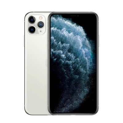 Witte smartphone met drievoudige camera en groot display, moderne elektronica