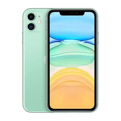 Groene smartphone met groot touchscreen, dubbele achtercamera en modern design, elektronica