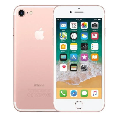 iPhone 7 32GB rose goud, voorkant en achterkant, Apple smartphone met apps op scherm