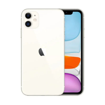 Refurbished iPhone 11 64GB wit, dubbele camera, voorkant en achterkant zichtbaar